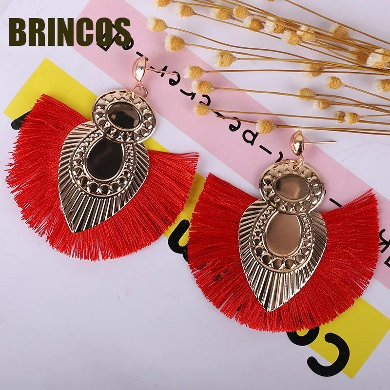 Женские серьги с кисточками boho винтажные индийские Золотые ручной работы в