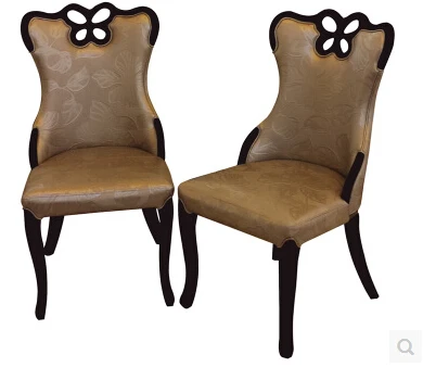 

Stripe printed Korean eat chair hotel european-style solid wood chair