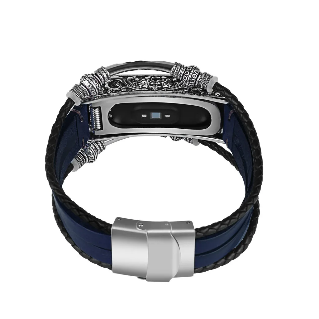 Популярный сменный кожаный браслет ремешок+ металлический чехол для Xiaomi Mi Band 4 модный подарок для друга классический браслет