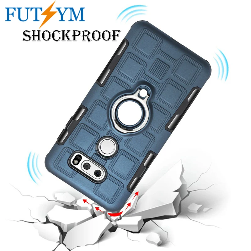 Luxury Shockproof With Finger Ring Kickstand Hard PC Back Cover Case for LG V30 2 in 1 Magnetic Car Mount Capa Fundas Coque |