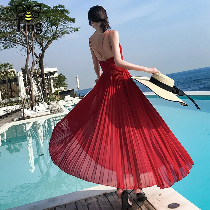 Женское свободное платье с цветочным принтом Tingfly длинное Плиссированное Платье