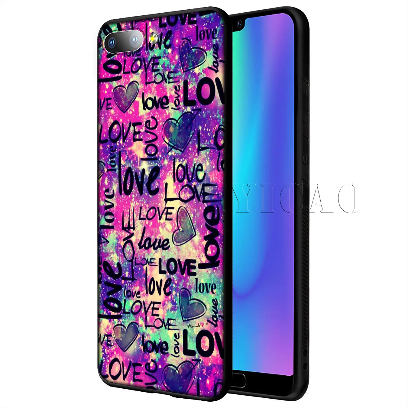 Мягкий чехол для телефона IYICAO Love Is LGBT Rainbow Heart Huawei Y9 Y7 Y6 Prime 2019 Honor 20 8C 8X 8 9 9X 10 Lite 7C 7X 7A