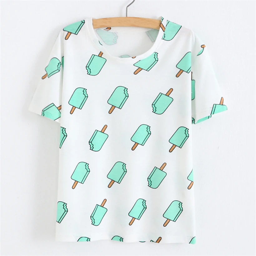 Футболка женская с принтом в виде арбуза банана и мороженого|t shirt female|basic topwomen summer