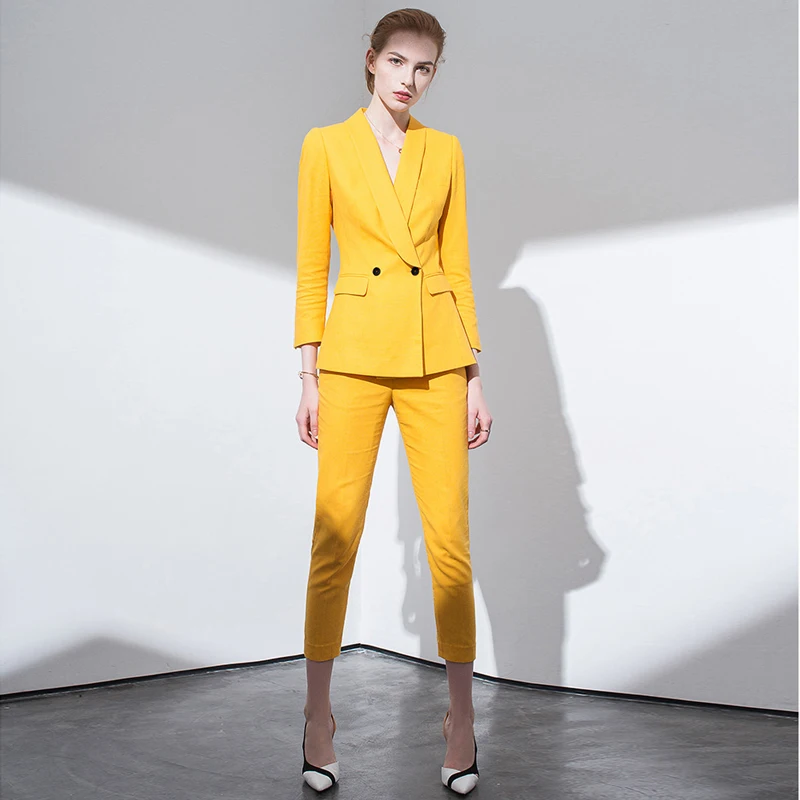 Высококачественные женские костюмы из двух предметов Официальный облегающий