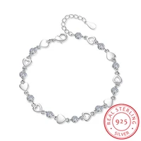 new fashion 925 sterling silver love heart zirconia bracelets for women crystal jewelry pulseira feminina s b144