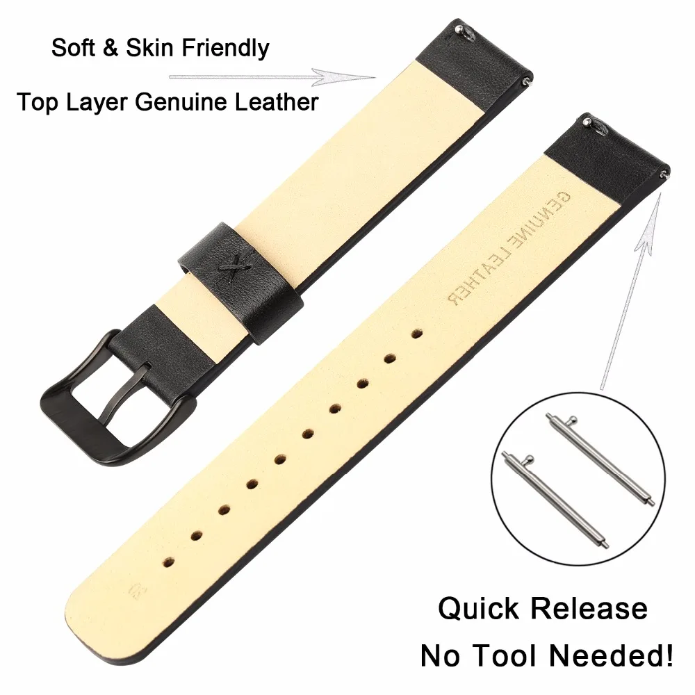 Ремешок для часов Samsung Galaxy Watch Active SM-R500 из натуральной кожи быстросъемный сменный