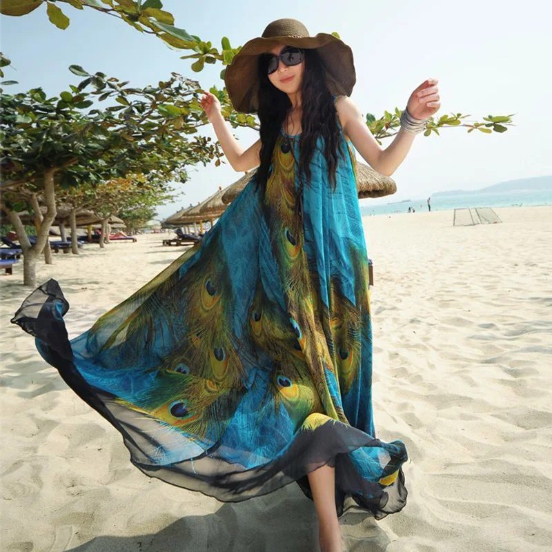 Пляжное платье 2018 праздничное большого размера свободное богемное длинное