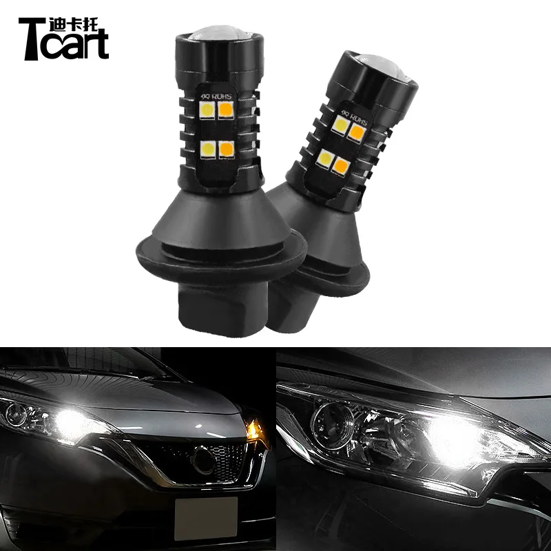 Tcart Автомобильный светодиодный DRL дневные ходовые огни белый+ желтый PY21W 1156 Поворотная сигнальная лампа авто светодиодный лампы для Nissan Note E12 2012