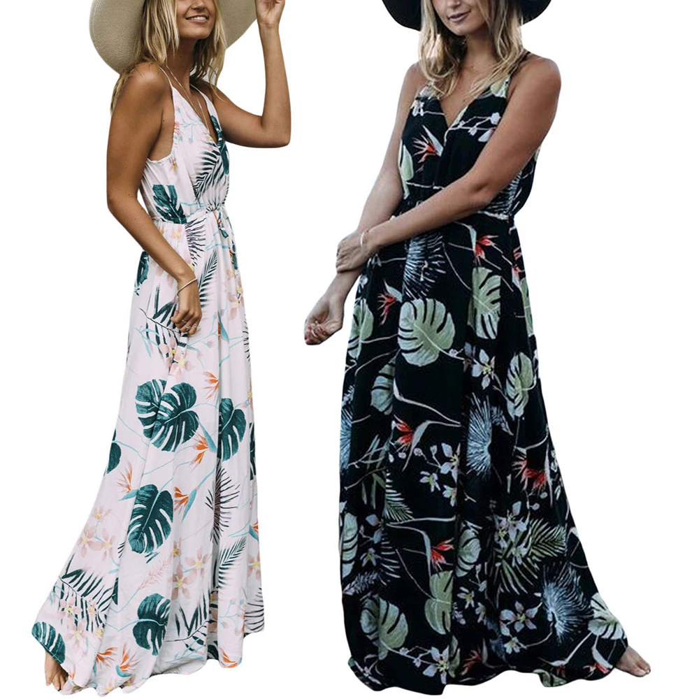 Женское пляжное платье Повседневное с цветочным принтом летнее платье-макси