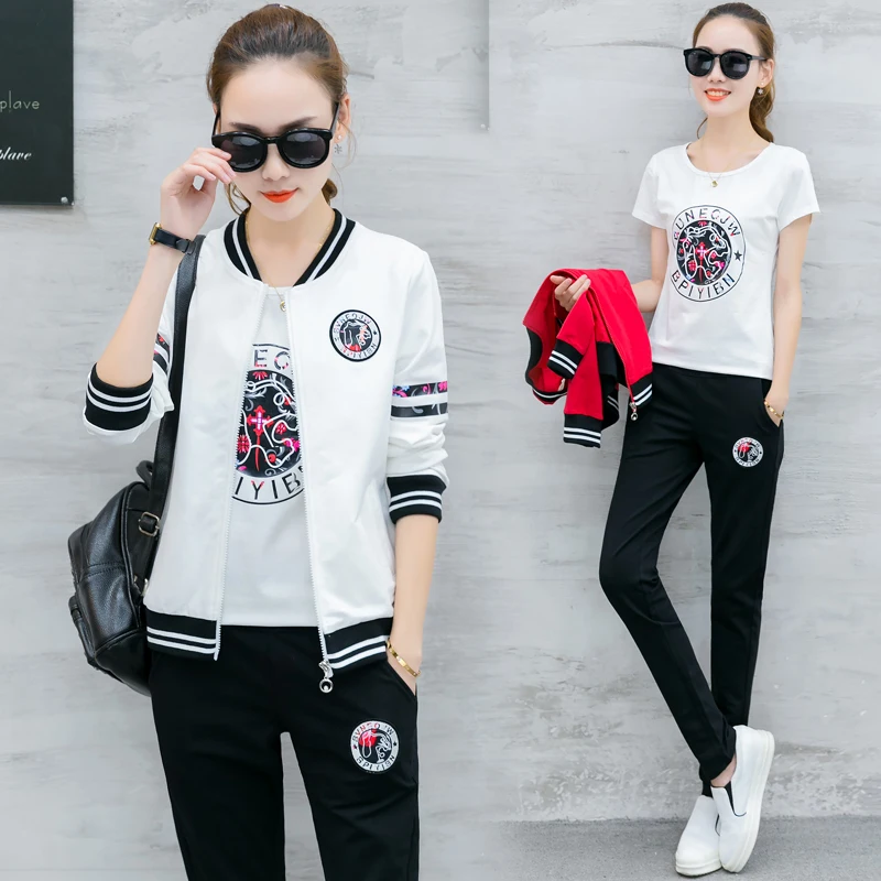 Повседневный Спортивный костюм женский 2018 Весенний новый корейский тренд был
