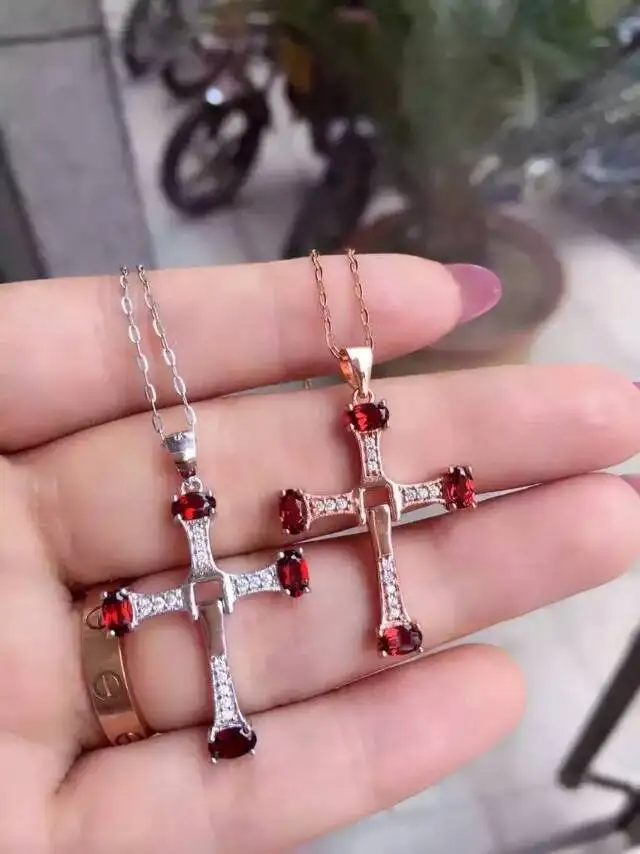Женский кулон с красным гранатом вечерние серебра 925 пробы|jewelry necklace pendants|jewelry