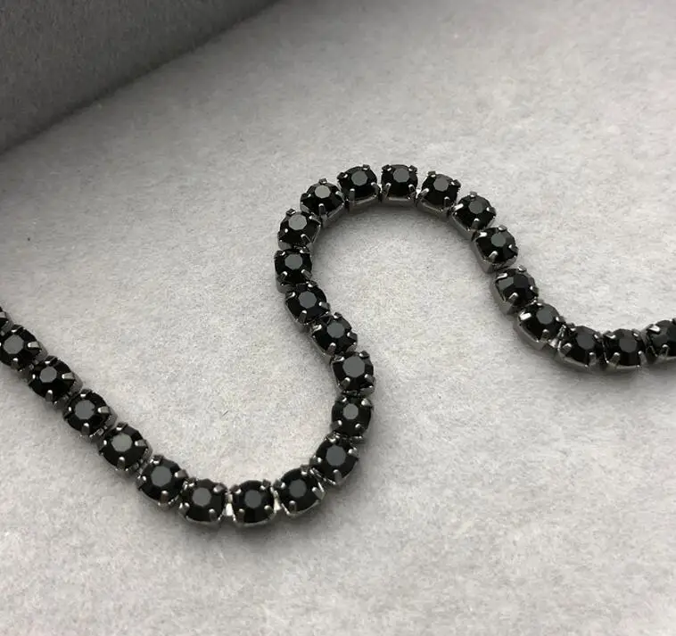 jet gunmetal Ss16 4 мм стразы на цепочке, 10 ярдов/партия, необычные украшения из драгоценных камней, аксессуары для самостоятельной сборки, плотные Кристаллы из стекла розового и синего цвета - Цвет: jet gunmetal