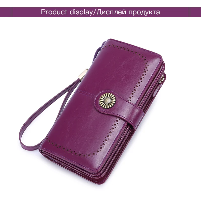 SENDEFN RFID Блокировка Горячая Женская Клатч кожаный кошелек женский длинный кошелек Дамский кошелек на молнии ремень Сумочка для денег кошелек 5162-68