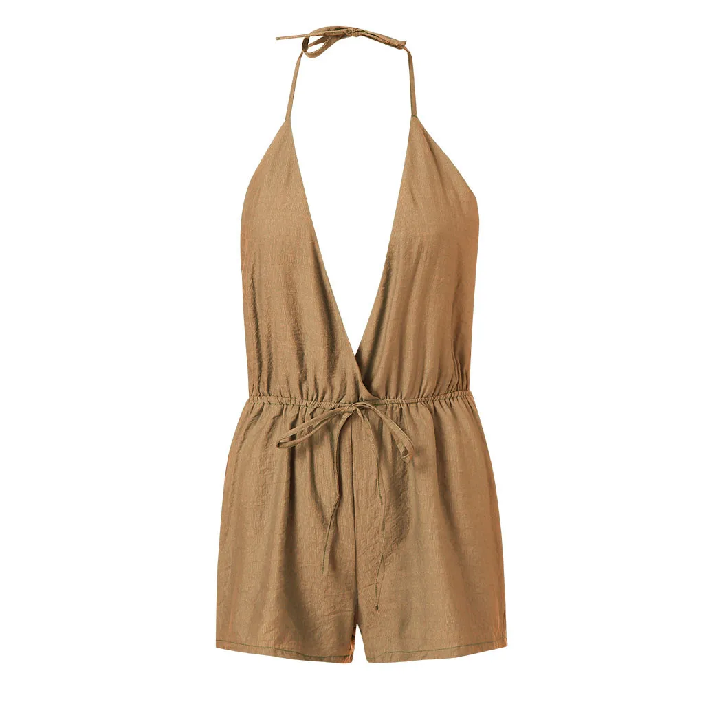 SZYADEOU Женский Летний комбинезон без рукавов с цветочным принтом и v образным