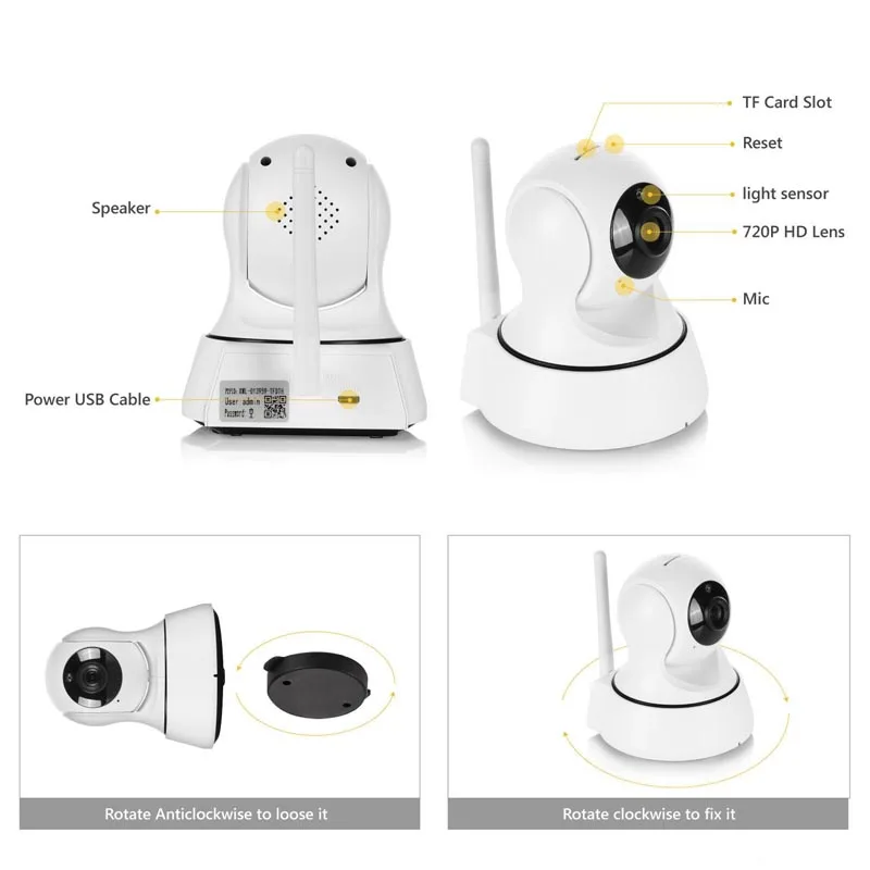 Домашняя беспроводная мини IP камера наблюдения Wifi 720P ночное видение CCTV детский