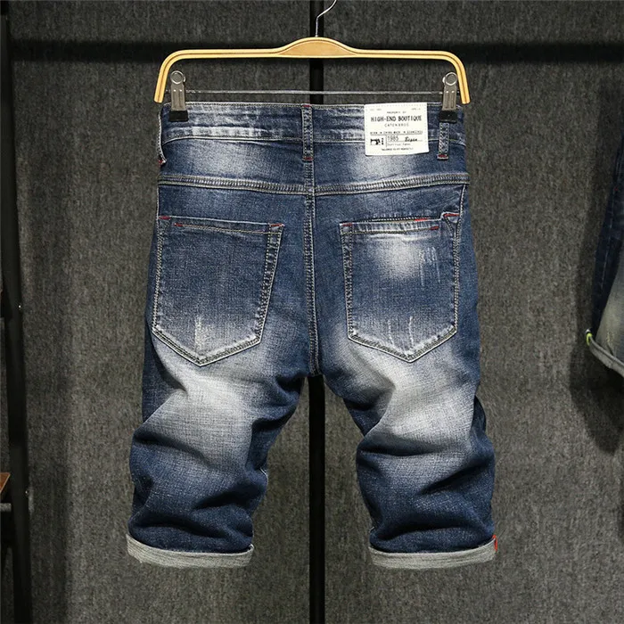 Новые летние для мужчин стрейч короткие джинсы модные повседневное Slim Fit высокое качество эластичные джинсовые шорты мужской брендовая одежда, 335
