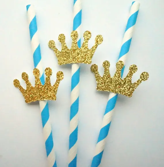 Блестящие золотистые и синие зернистые соломинки для невесты в рустикальном