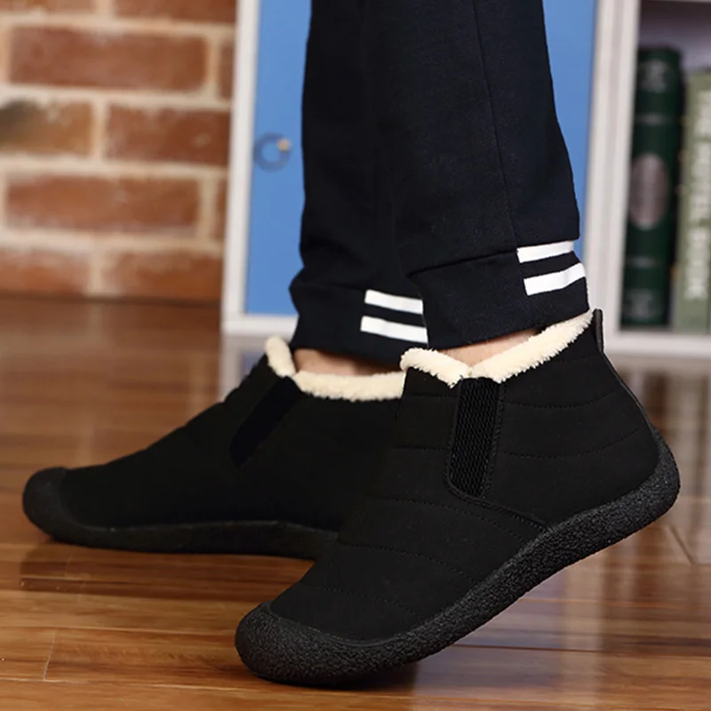 2018 New Fashion Winter Solid Color Shoes Men Warm Plush For Thick Sole Males Brand Cotton Flats Big Size Lx5 | Обувь