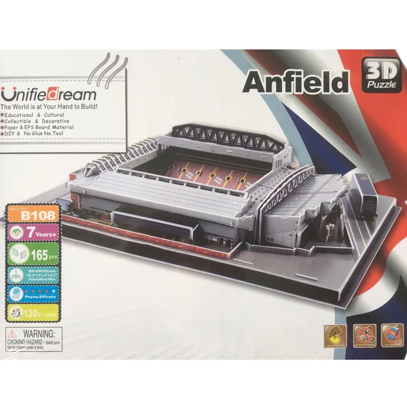 DIY 3D Papercraft головоломки бумажные модели зданий Англия Anfield футбольные стадионы