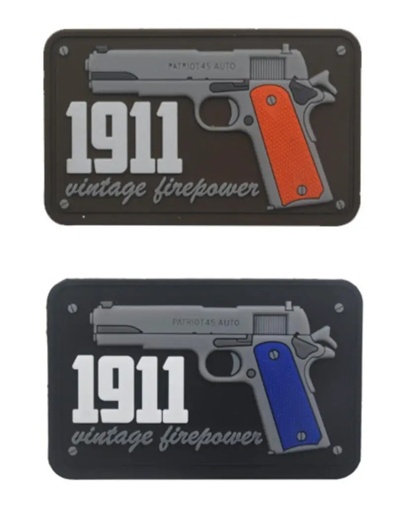 1911 Винтаж огневой мощи 3D ПВХ патч Военная Боевая нашивка пистолет резиновый Байкерский крючок назад патчи для одежды колпаки для рюкзака