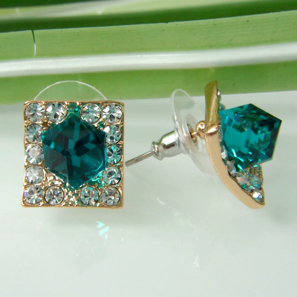 Navachi квадратные синие циркониевые серьги гвоздики SMT2351|earings|earrings onlineearrings picture |