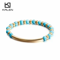 kalen stainless steel china gold beaded bracelet for women bohemia style colorful plastic beads bracelet jewelry