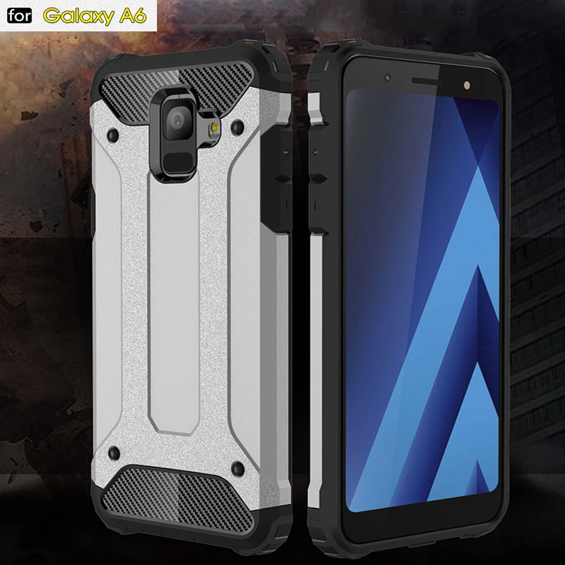 Чехол для телефона на Samsung Galaxy A6 2018 5.6 дюйма, силиконовый чехол, галактический ударопрочный шок, тонкий жесткий резиновый гибридный бронепластиковый чехол.