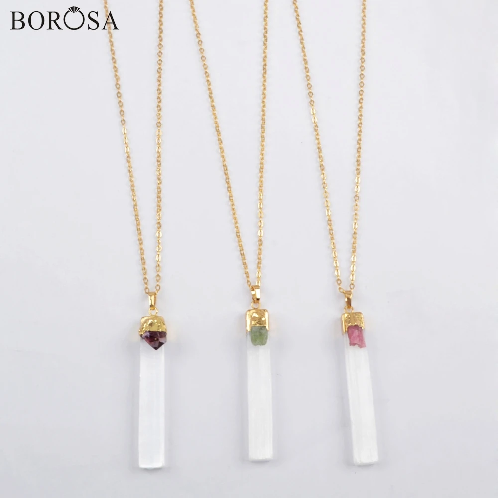 BOROSA дизайн 5 шт. прямоугольник позолоченный Selenite камень с натуральные аметисты