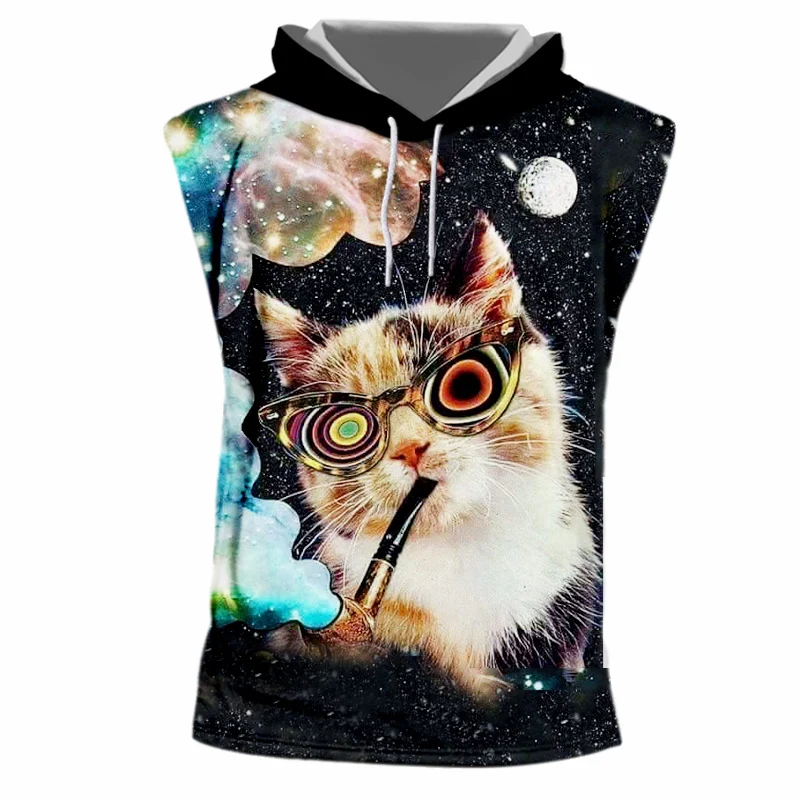 OGKB одежда для тренажерных залов мужская майка с капюшоном принтом галактики