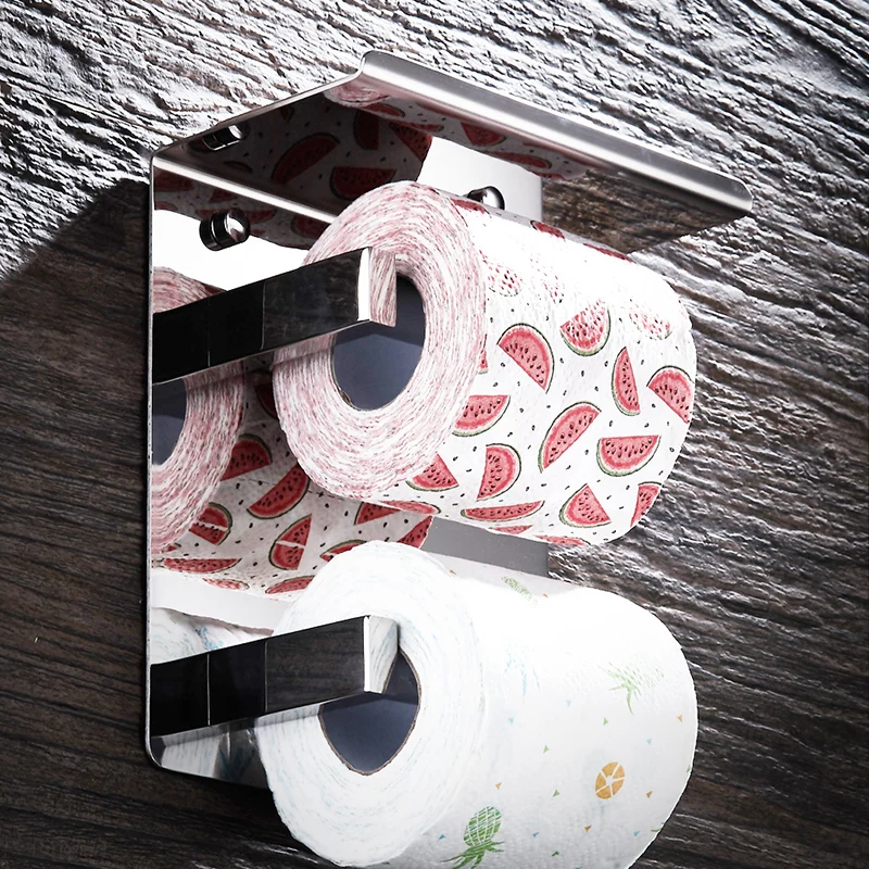BAIANLE держатель для туалетной бумаги для ванной комнаты из нержавеющей стали настенный двойной слой рулонной бумаги держатель для мобильного телефона бумажный держатель для полотенец