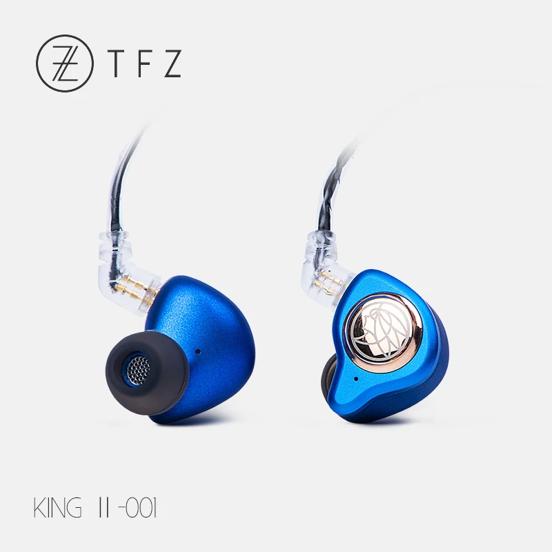 Синий TFZ KING II 2nd Dynamic Graphene Driver HiFi In-Ear Monitor наушники IEM с 2 контактами/0,78 мм съемным кабелем KINGii - Цвет: Синий