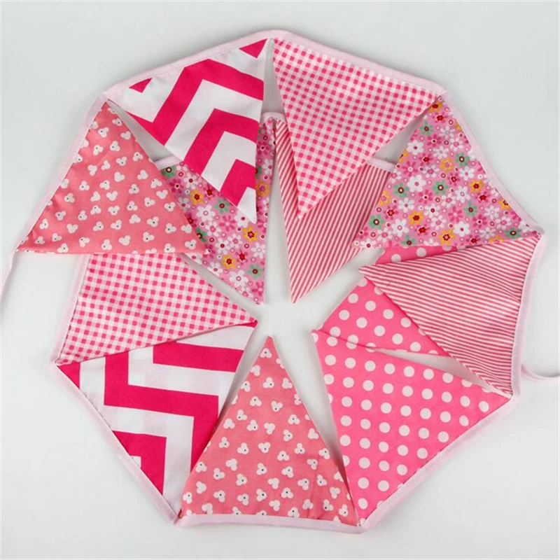 3 2 м 12 флагов розовое свадебное украшение хлопковая ткань флажок-выемка флаг для