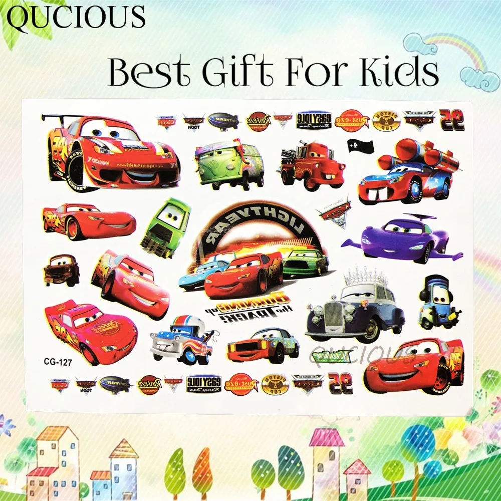 QUCIOUS из мультфильма, популярная яркая детская одежда с рисунками героев из мультфильма «Супер Крылья», автомобили временная татуировка Стикеры для мальчиков ясельного возраста подарок Томас поезд тату 3D Татуировка "Самолетик" Бумага - Цвет: QCG127