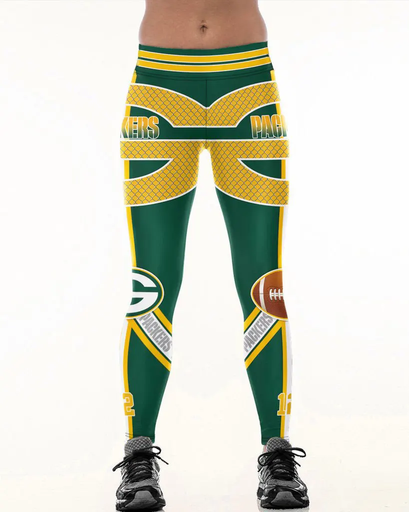 

Леггинсы для фитнеса Green Bay P-Team, эластичные волокнистые штаны для тренировок в стиле хип-хоп, для чарлидинга, родственников, Прямая поставка