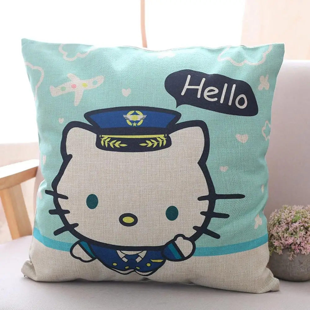 4 Kawaii HelloKitty Подушка, льняной чехол, мягкий плюшевый текстиль, квадратный рисунок, милый кот Санрио, подушка, подарки для девочек - Цвет: 4
