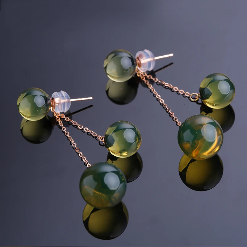 Robira модные милые серьги с ушками женские модели длинные 18 К золото съемные