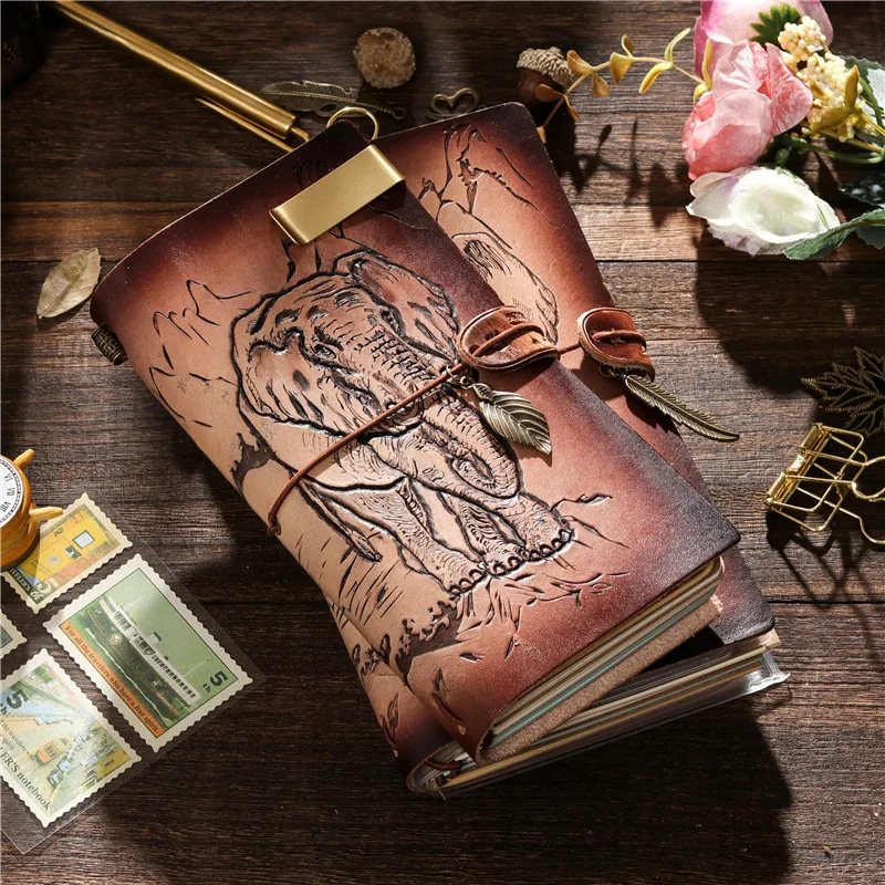 Craft 100% Винтаж натуральная кожаная записная книжка-календарь путешествия Журнал