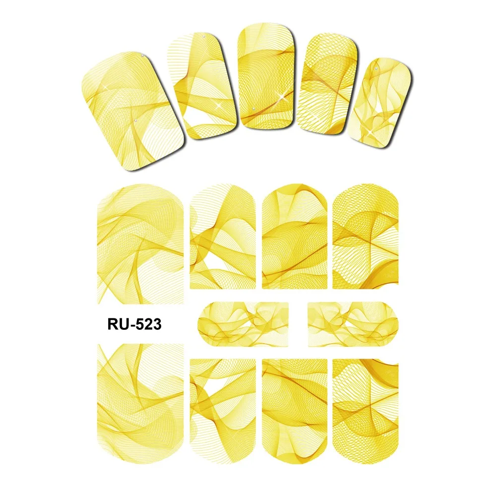 

NAIL ART NAIL WATER STICKER DECAL FULL COVER FLOWER RAINBOW COLORFUL SATIN LACE SILK MESH PATTERN RU523-528