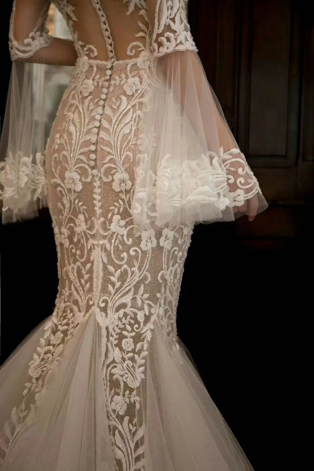 

1 yard Exquisite Clear Sequin Bridal Lace Fabric , heavy bead lace fabric for bridal dress, embroidered bridal lace fabric