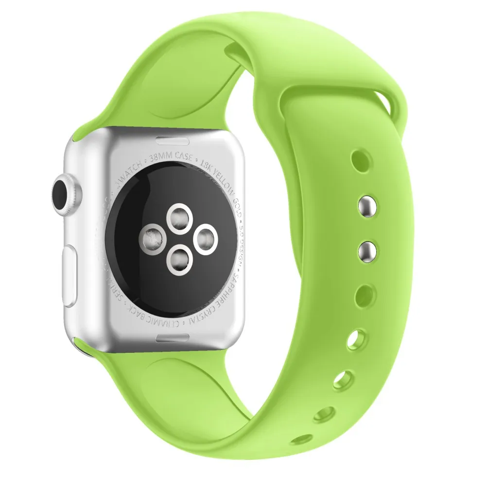 Зеленый Мягкий силиконовый спортивный ремешок для Apple Watch 5, 4, 3, 2, 1, 38 мм, 42 мм, резиновый ремешок для часов iWatch серии 4/5, 40 мм, 44 мм, ремешок - Цвет ремешка: Зеленый