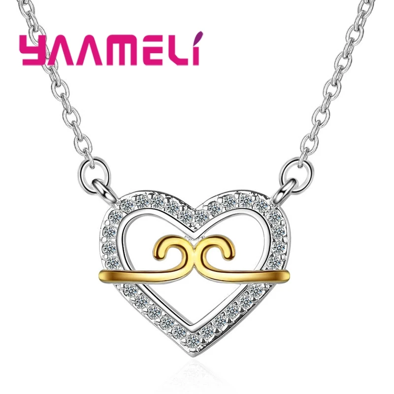 

Hot Elegant Luxurious Heart Shape Jewelry For Women Girl 925 Sterling Silver Pendant Necklace Romantic Sweet Gifts Free Shipping
