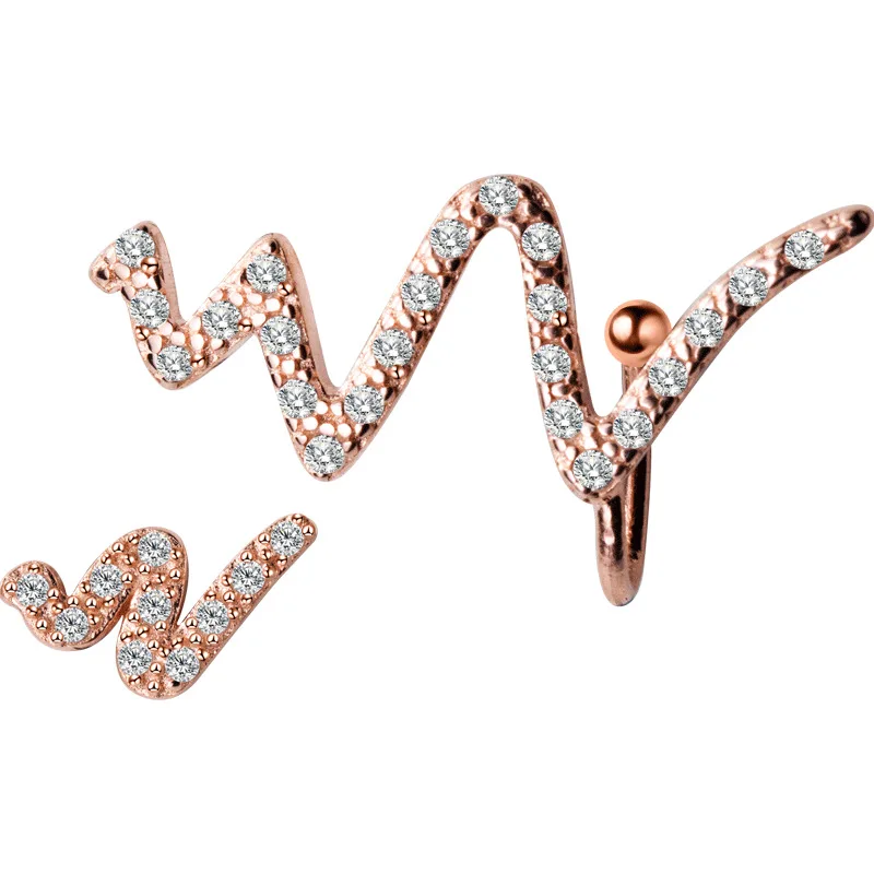 Асимметричные серьги гвоздики из стерлингового серебра 925 пробы с чешскими