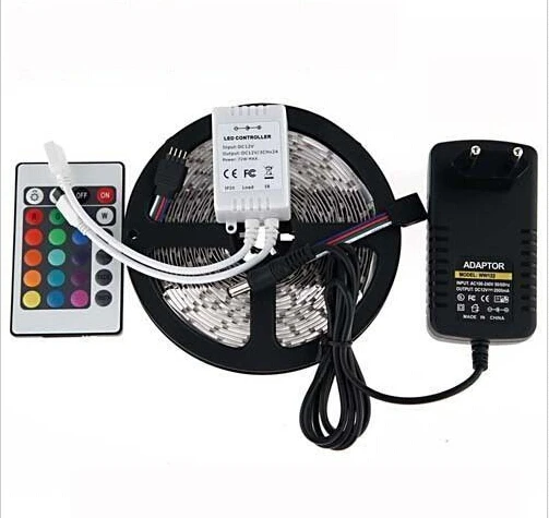 

LED SMD3528 Strip Kit:5m 3528 led strip light IP65 +24 key IR Remote Controller+12V 2A Power Supply AU/UK/EU/US