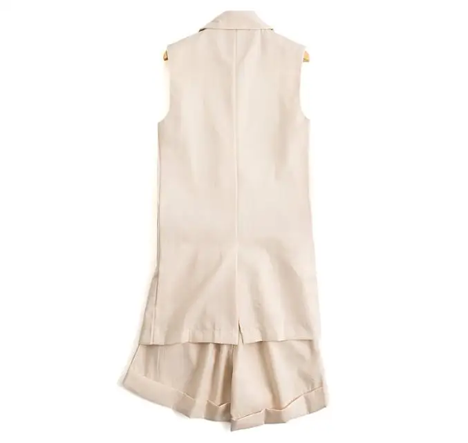 2019 summer new cotton and linen sleeveless shorts set two-piece | Женская одежда