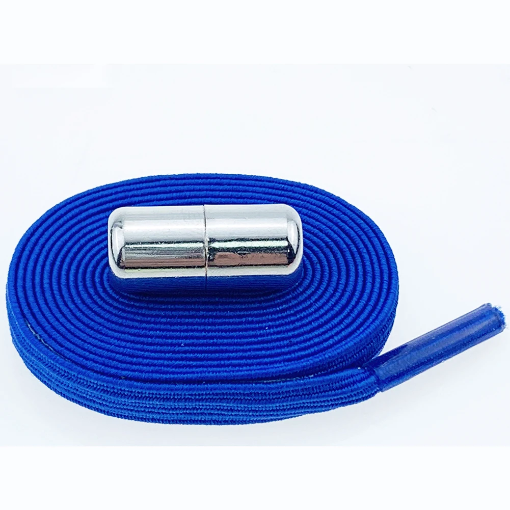 Синий 1Pair 100cm No Tie Lazy Shoelaces shiny Elastic Shoes Lace Casual Sneakers Stretchy Shoelace Glitter Elasticity Shoe Laces - Цвет: Синий