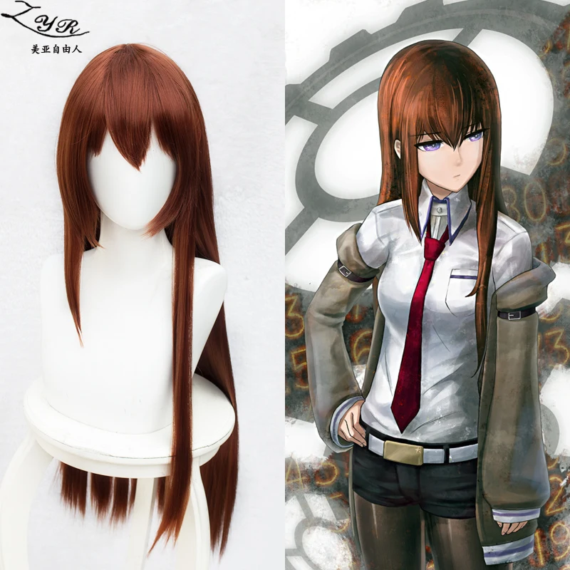 Steins Gate Makise Kurisu Кристина ассистент длинный костюм косплей парик + трек Кепка -