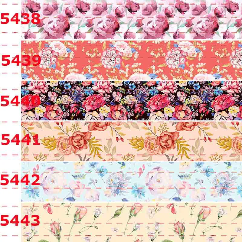 

New 50 yards beautiful flowers ribbon rose printed grosgrain,satin ribbons 5438-5449