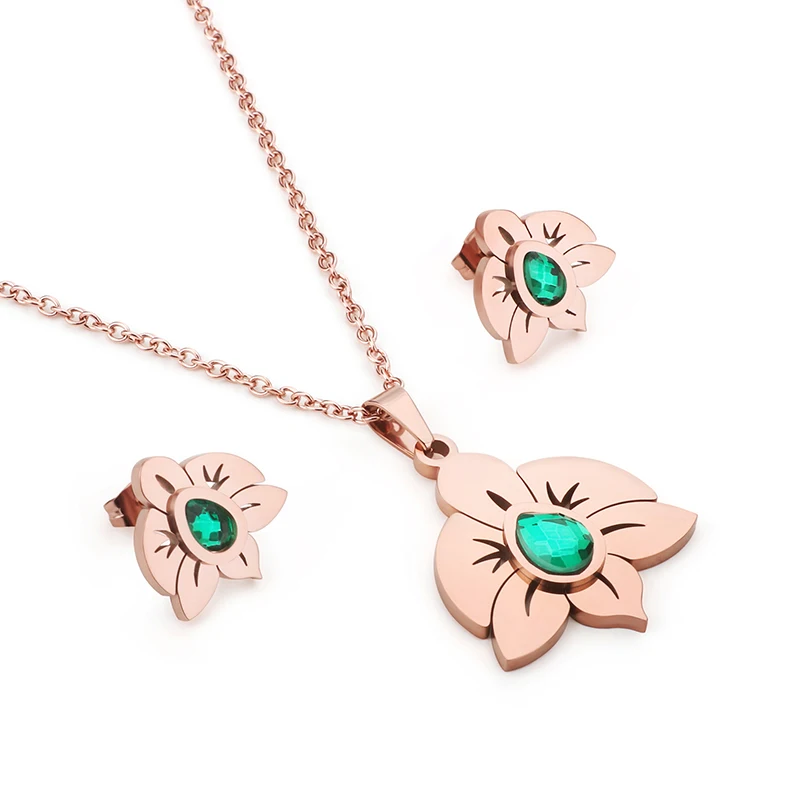 Женский ювелирный комплект из колье и серёг нержавеющей стали|Ювелирные наборы| |