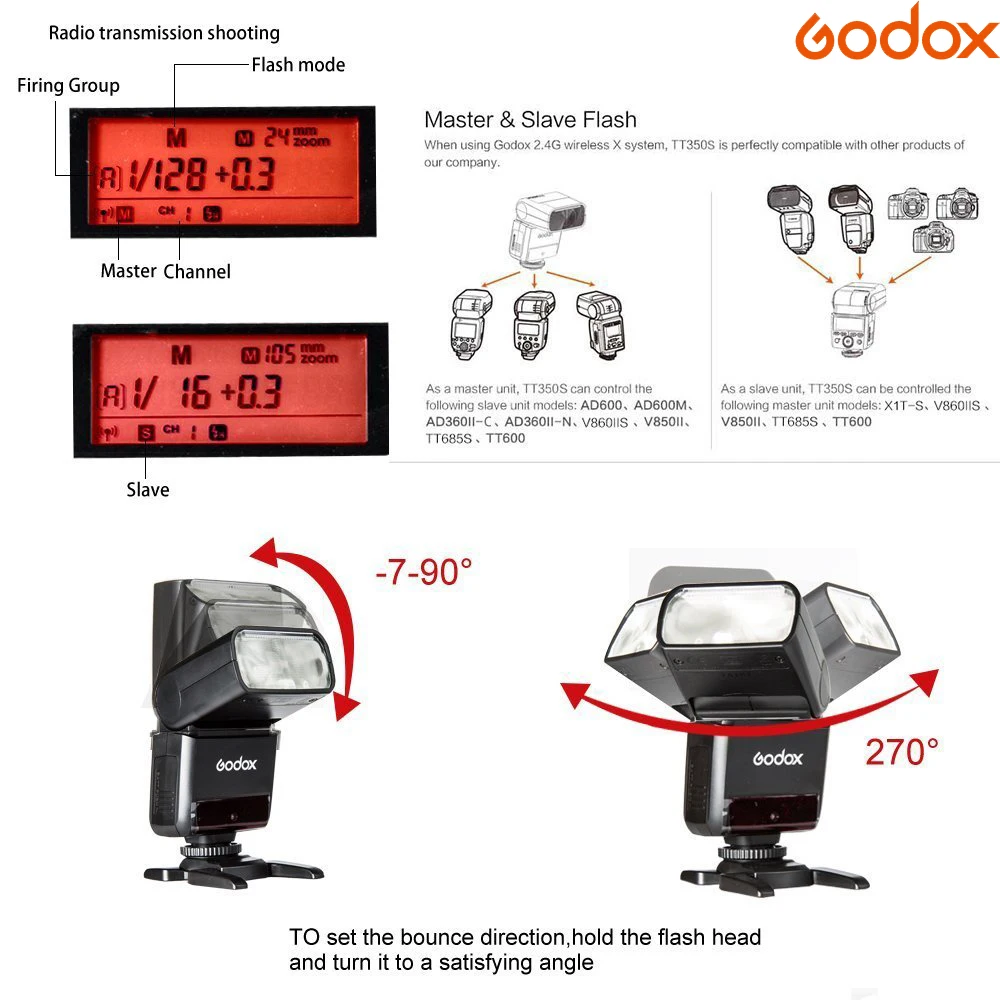 Godox TT350 Вспышка 1/8000s GN36 2 4G Беспроводная ttl HSS мини Speedlite XPro X1T для Canon Nikon sony Fuji Olympus DSLR