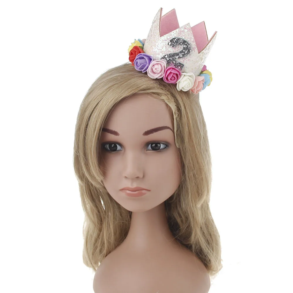 4 шт./партия мини повязка на голову с короной день рождения белая блесточка корона